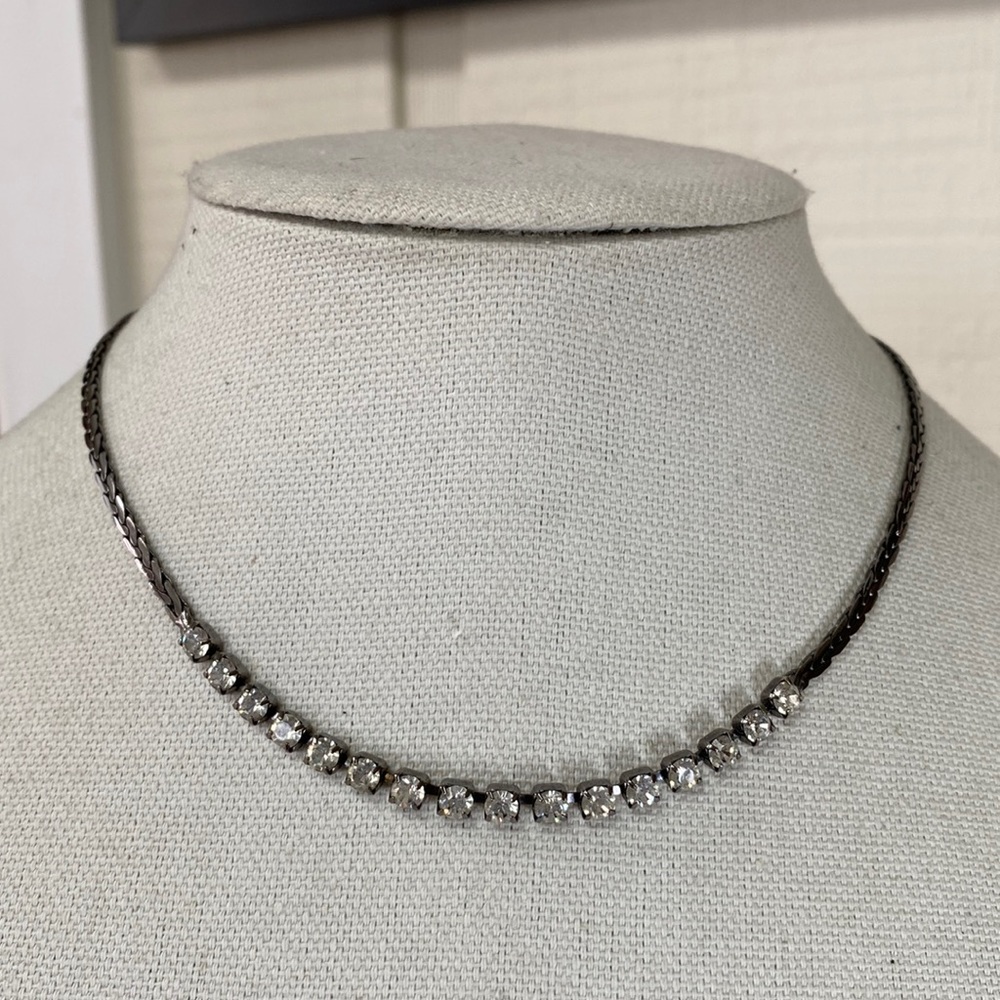 Minimalist style rhinestone weaved chain necklace